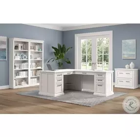 Abby White Pedestal L Shape Desk