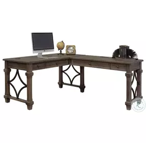 Carson Weathered Gray Brown 2 Piece L Shaped Home Office Set
