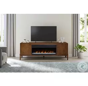Delray Brown 82" TV Stand with Fireplace