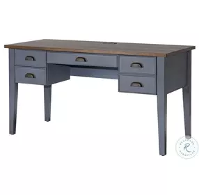 Fairmont Farmhouse Blue Half Pedestal Executive Home Office Set