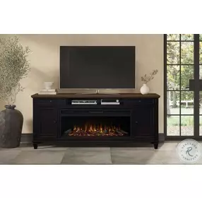 Hartford Black 75" TV Stand with Fireplace
