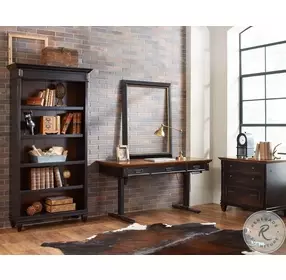 Hartford Distressed Black Open Bookcase