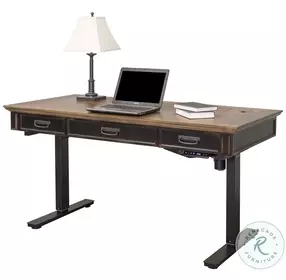 Hartford Distressed Black Electric Adjustable Height Home Office Set