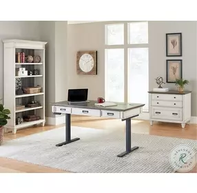 Hartford Antique White And Gray Electric Adjustable Height Adjustable Desk