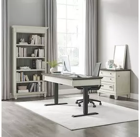Hartford Antique White And Gray Electric Adjustable Height Adjustable Desk