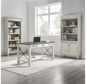 Hartford Antique White And Gray Lower Door Bookcase