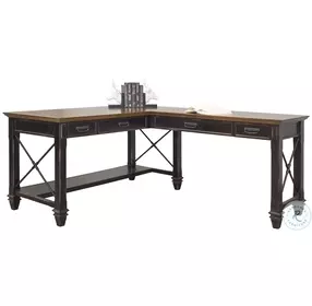 Hartford Distressed Black L Shaped Home Office Set