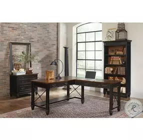 Hartford Distressed Black L Shaped Desk