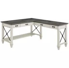 Hartford Antique White And Gray Open L Shaped Home Office Set