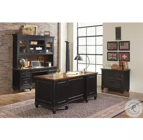 Hartford Distressed Black Double Pedestal Desk