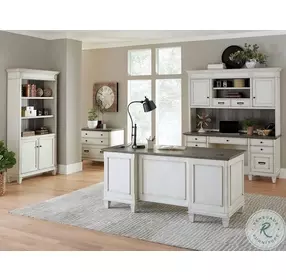 Hartford Antique White And Gray Double Pedestal Desk