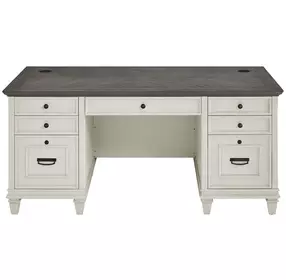 Hartford Antique White And Gray Double Pedestal Home Office Set