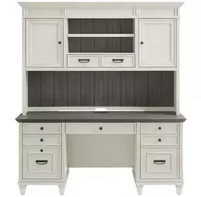 Hartford Antique White And Gray Credenza with Hutch
