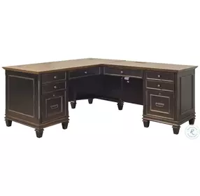 Hartford Distressed Black L Home Office Set