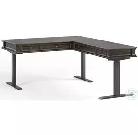 Kingston Dark Chocolate Adjustable Height Electric Sit Stand L Shape Desk