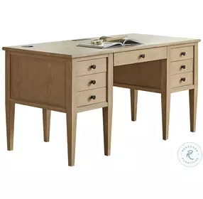 Laurel Unique Natural Half Pedestal Home Office Set