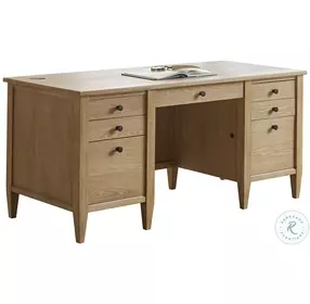 Laurel Unique Natural Double Pedestal Home Office Set