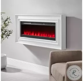 Owen White 60" Wall Mounted Electric Fireplace Console