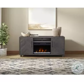 Palisades Distressed Gray 67″ TV Stand with Fireplace