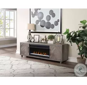 Palisades Gray 80" TV Stand with Fireplace