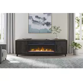 Palisades Charcoal 80" TV Stand with Fireplace and LED