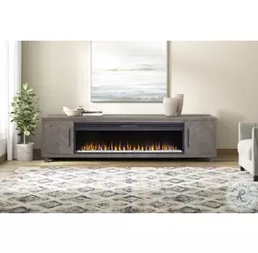 Palisades Gray 96" TV Stand with Fireplace