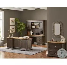 Sonoma Brown Executive Credenza with Hutch