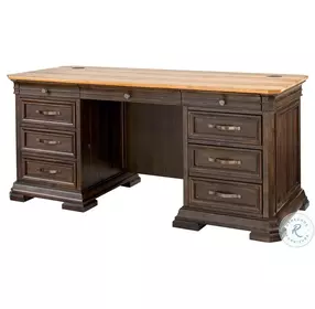 Sonoma Brown Double Pedestal Executive Home Office Set