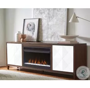 Stellar Brown 65" Door TV Stand with Fireplace