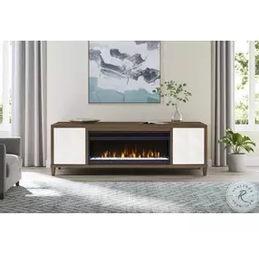 Stellar Brown 81" Door TV Stand with Fireplace
