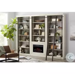 Toulouse White 120" Bookcase with Fireplace