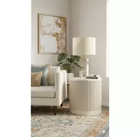 Tulane White Round End Table
