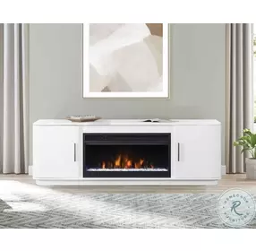 Uptown White 76" TV Stand with Fireplace