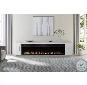 Uptown White 96" TV Stand with Fireplace