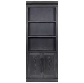 Willow Lane Ebony Black Open Bookcase with 2 Doors