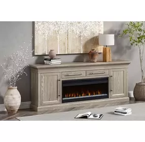 Willow Lane Natural Oak 84" TV Stand with Fireplace and LED