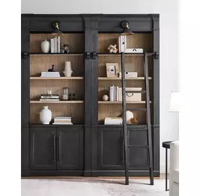 Willow Lane Black 2 Piece Tall Bookcase with Ladder