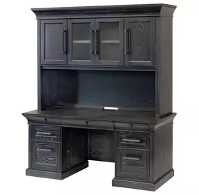 Willow Lane Ebony Black 68" Credenza with Hutch and USB Charging