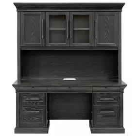 Willow Lane Ebony Black 68" Credenza with Hutch and USB Charging