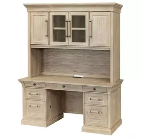 Willow Lane Natural Oak 68" Credenza with Hutch and USB Charging