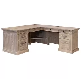 Willow Lane Natural Oak Executive Home Office Set with USB Charging