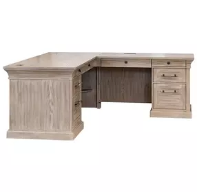 Willow Lane Natural Oak 118" Executive L Desk with USB Charging
