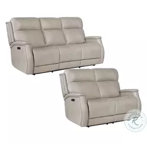 Selene Sahara Ash Leather Zero Gravity Power Reclining Loveseat With Power Headrest