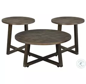 Rial Industrial Smokey Walnut 3 Piece Occasional Table Set