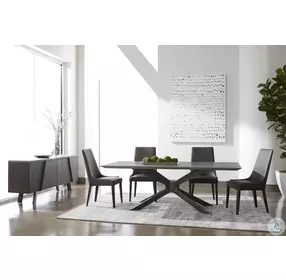 Industry Ash Grey Concrete And Distressed Black Rectangle Dining Table