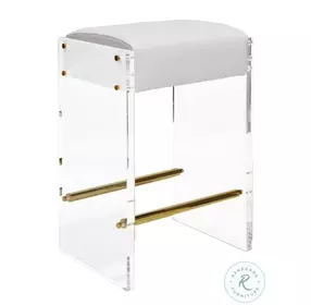 Indy White Vinyl And Brass Counter Height Stool