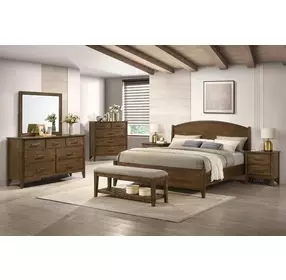 Andover Walnut King Arched Panel Bed