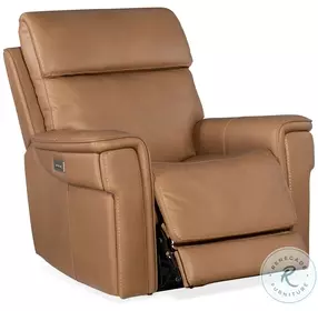 Celeste Sahara Sandalwood Leather Zero Gravity Power Recliner With Power Headrest