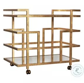 Ireland Gold Leaf Linear Bar Cart