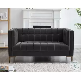 Isaac Moonlight Gray Velvet Loveseat